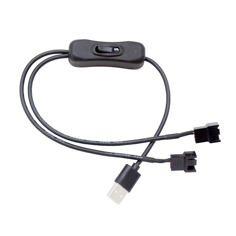 

1 To 2 USB To 4-Pin PWM 5V USB Sleeved Fan Power Adapter Connector Cable with ON Off Switch