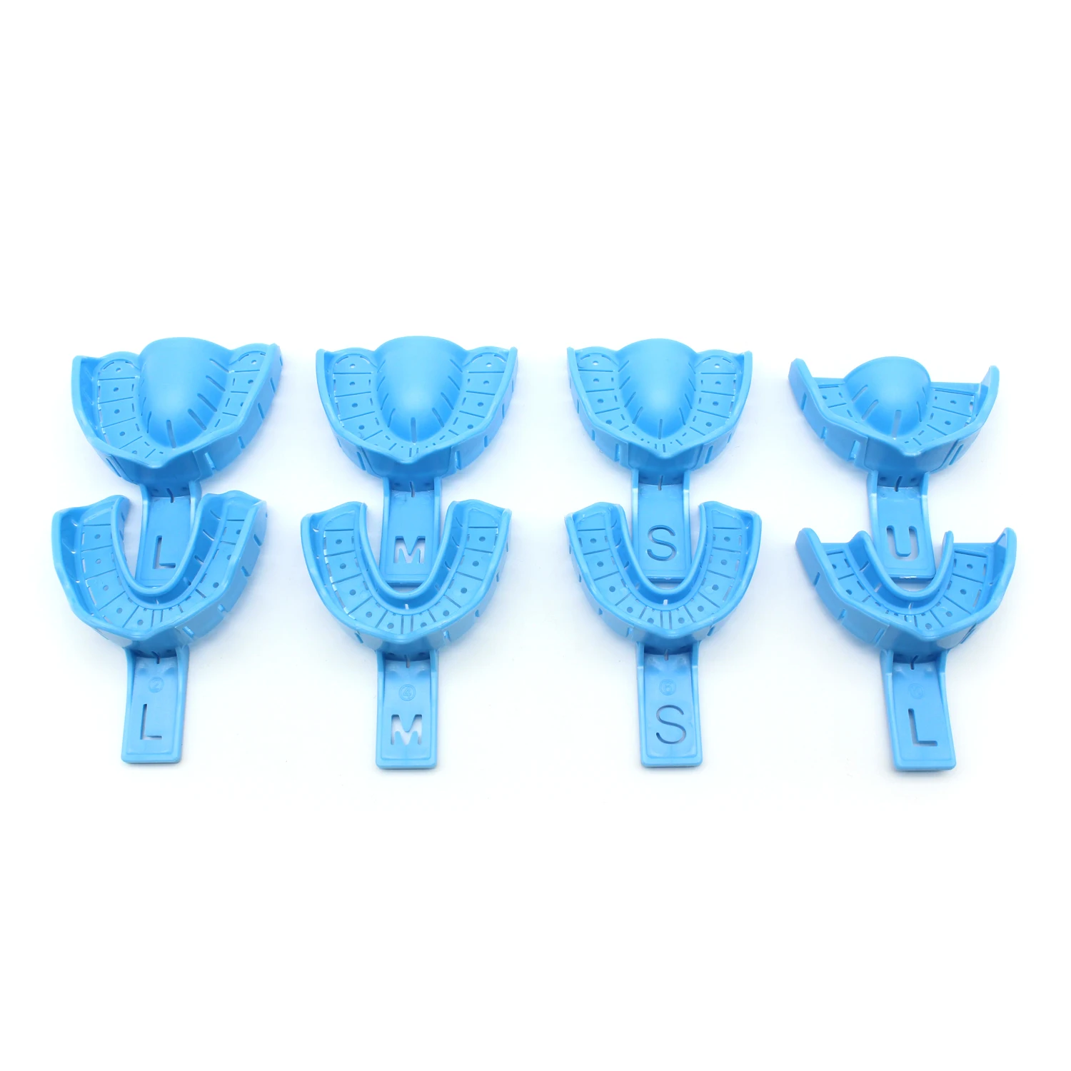 

8Pcs/Pack Dental Implant Tray Full Mouth Partial Mold blue Disposable Removable Dental Impression Trays Dental Tools