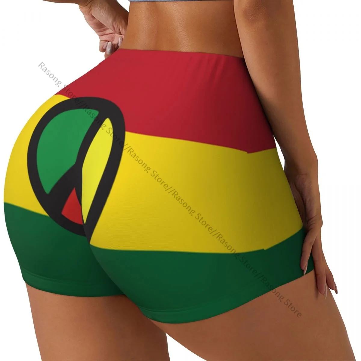Yoga Shorts Jamaican Reggae Culture Peace Caribbean Country Flag Women Biker Tight Elastic Workout Sports Leggings