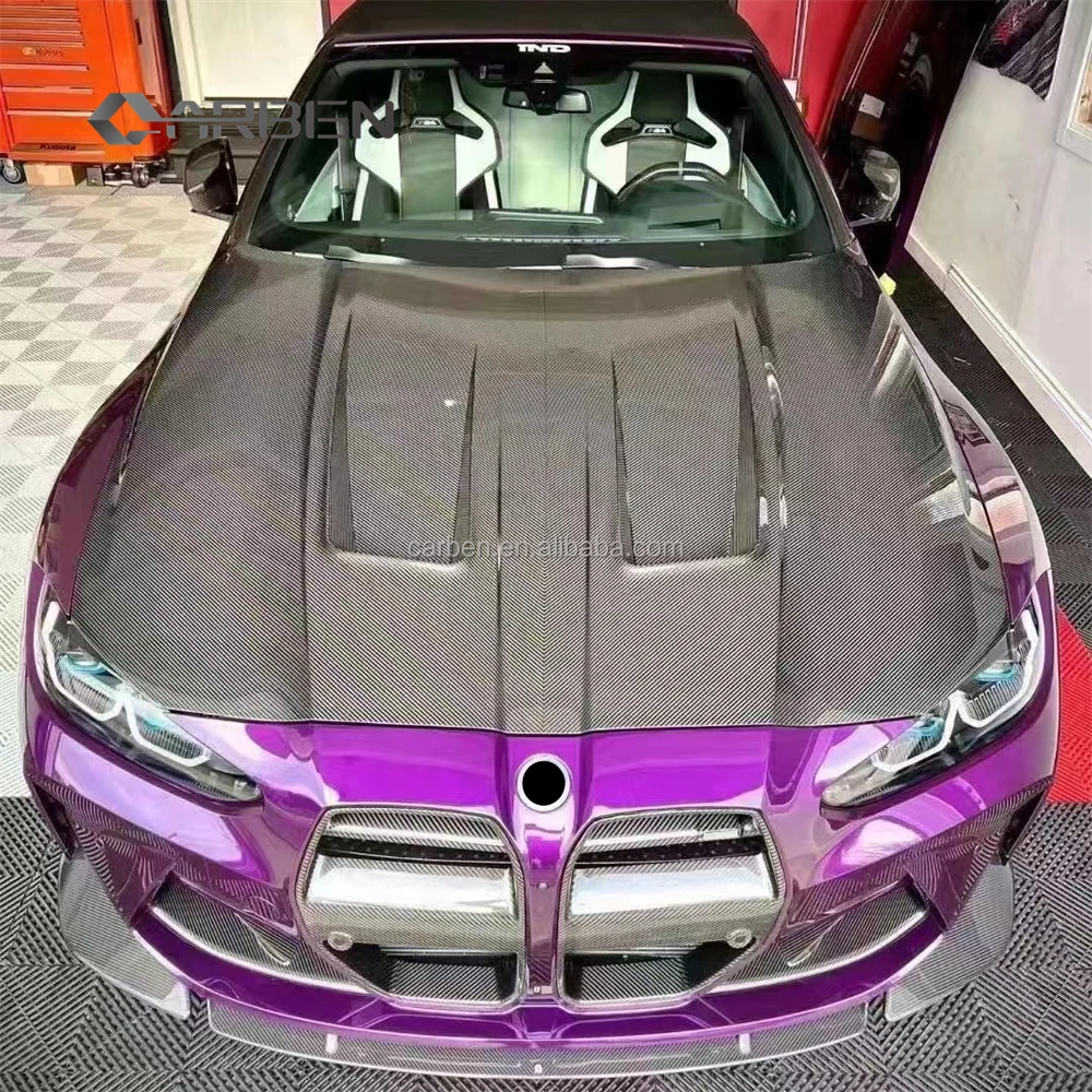 High Quality Lightweight Dry Carbon Fiber Hood for BMW M3 M4 G80 G82 New Condition Stylish Front Hood Upgrade 5