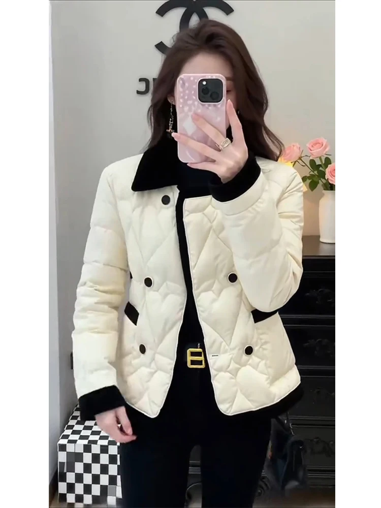 

Утепленное хлопковое пальто для женщин: модное, с воротником-стойкой, в корейском стиле, свободного кроя, с длинными рукавами, на одной пуговице