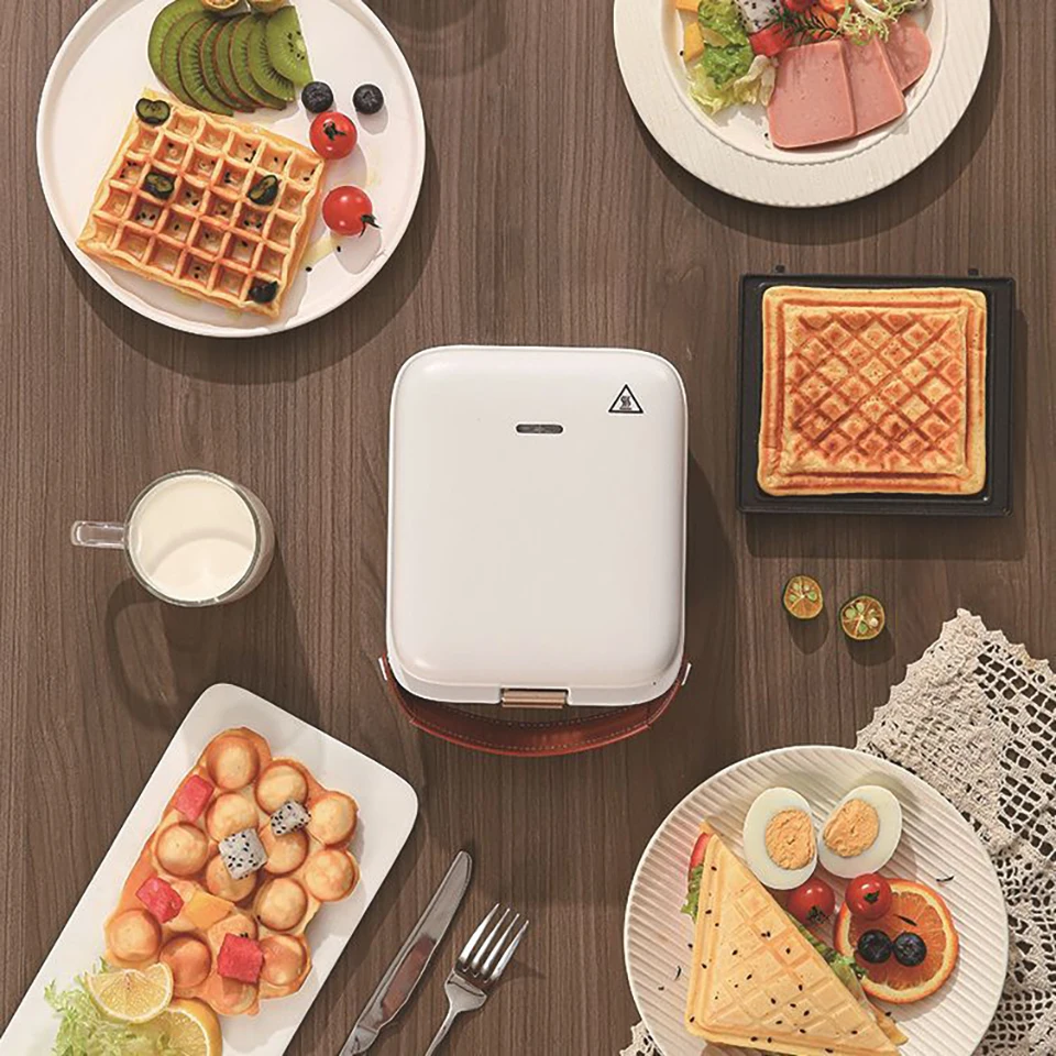 Portable Electric Sandwich Maker 3 In 1 Detachable Breakfast Machine Household Mini Toaster Egg Waffles Maker 3 Baking Trays