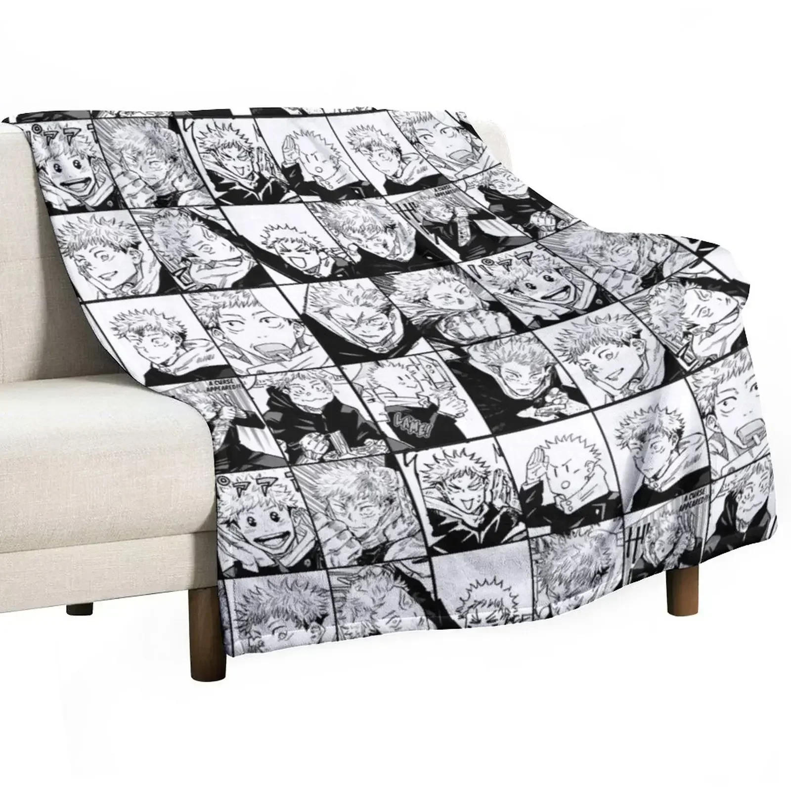 Itadori yuji manga collage -black and white version Throw Blanket Soft Plaid Kid'S Large Cute Plaid warm winter Summer Blankets