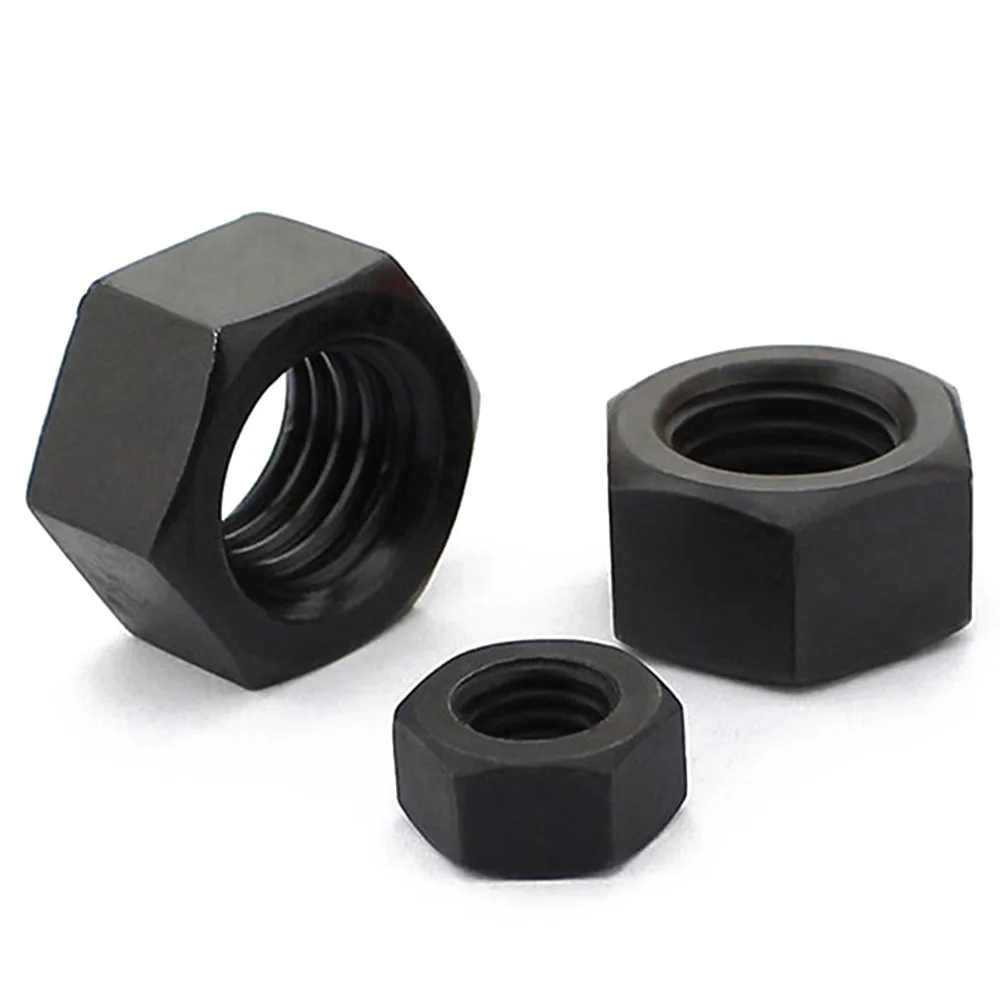 1-50pcs Black Oxide Carbon Steel M2 M2.5 M3 M4 M5 M6 M8 M10 M12 M14 M16 M18 M20 M22 M24 M27 Metric Hex Hexagon Nuts