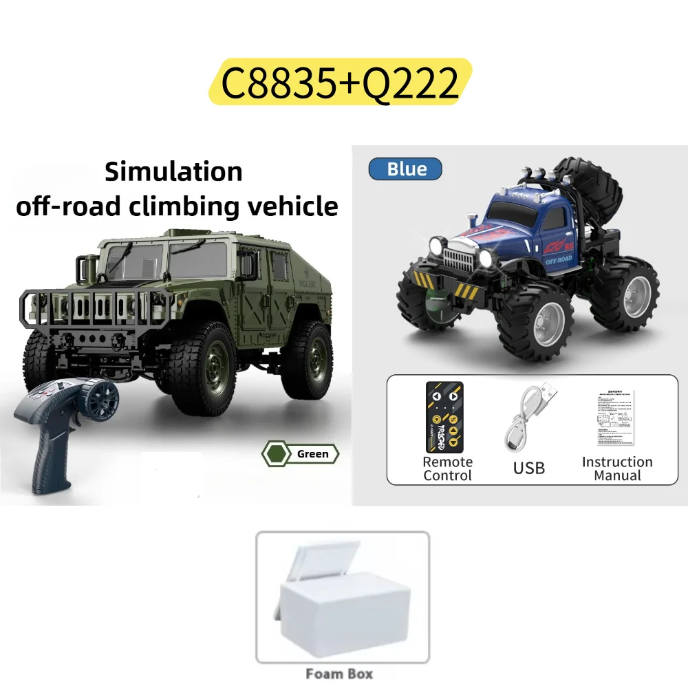 

JJRC 1:16 C8835 Q222 RC Car 4x4 Remote Control Car All-Terrain Off-Road Climber with LED Lights for Off-Road Adventure Toy Gift