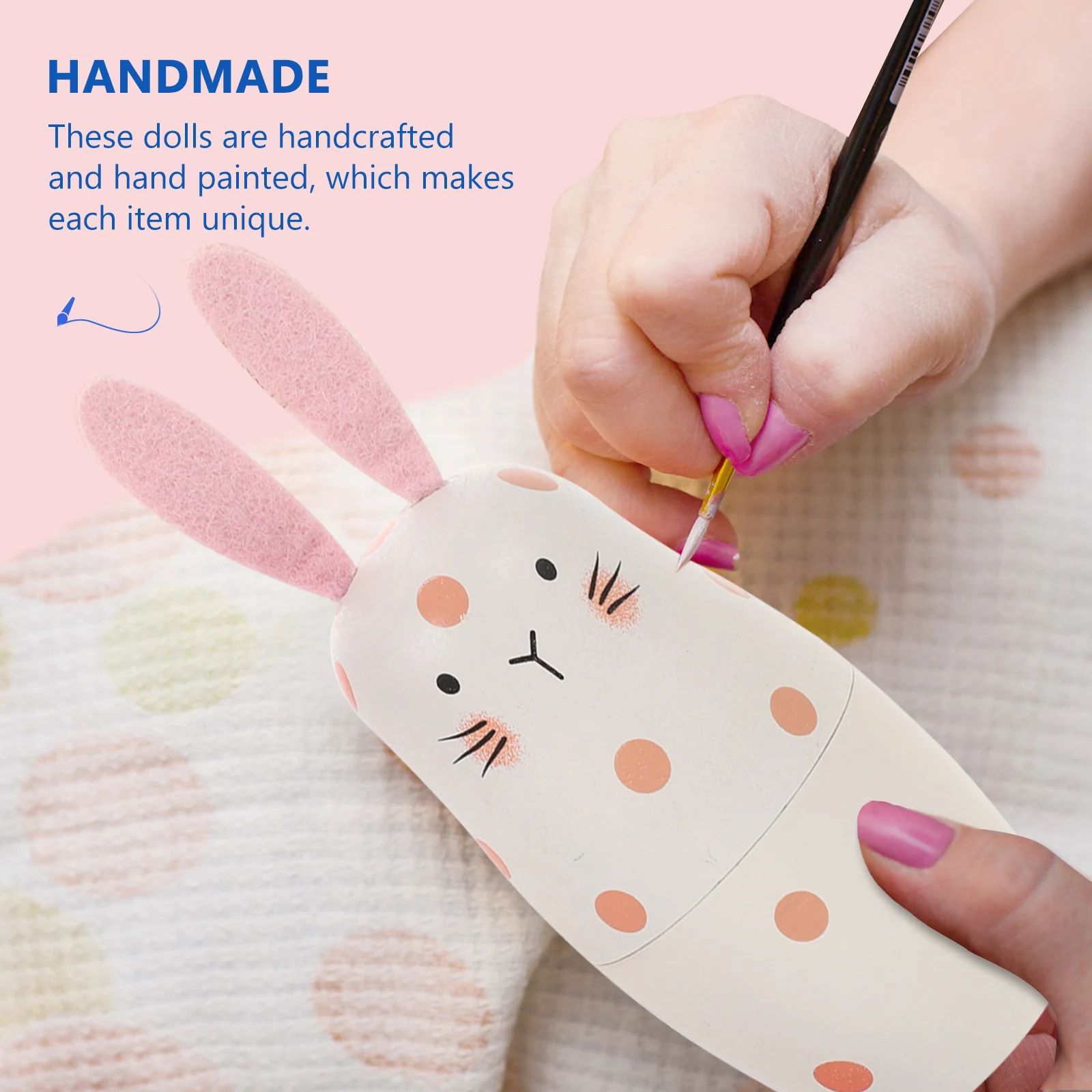 

1Set Four-Layer Wooden Russian Nesting Rabbit Ornament Decorative Home Party Present Wood Nesting 4-Layer