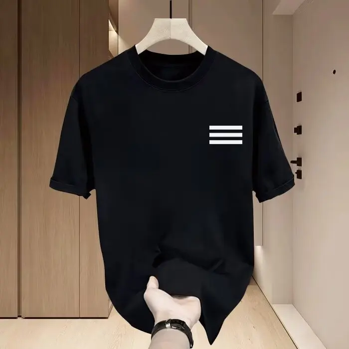 

Men's summer simple double-sided printed pattern T-shirt, 100% pure cotton fashionable mature urban street top T-shirt