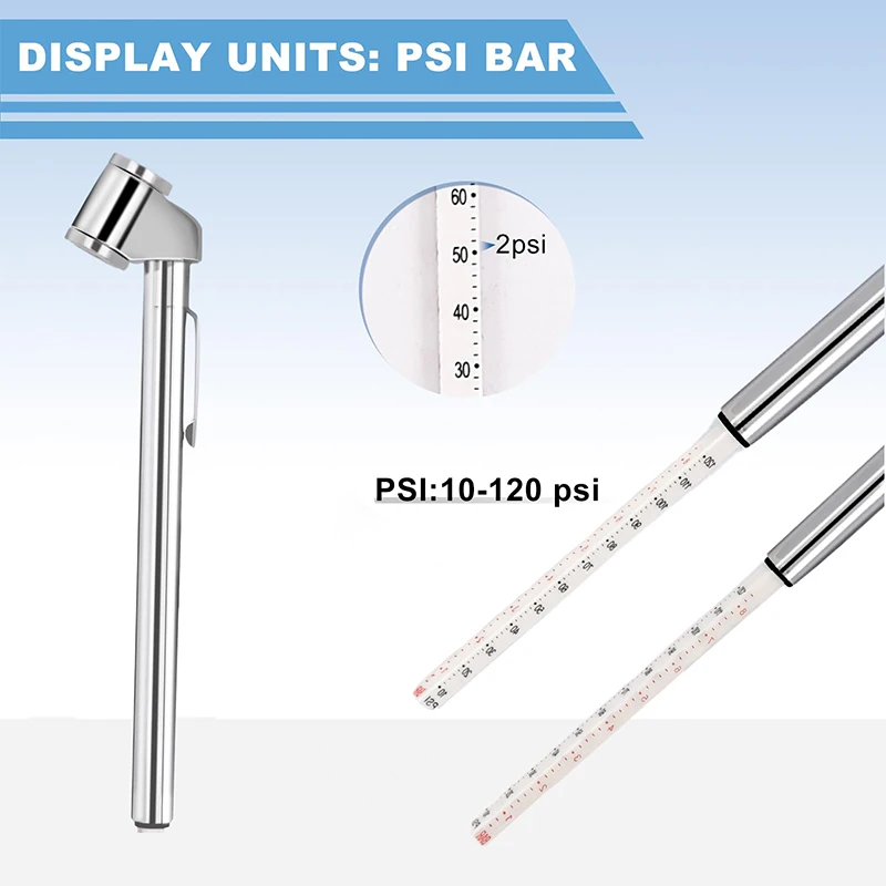 1Pcs Portable Car Tire Air Pressure Gauge 10-120 Psi Auto Truck Motorcycle Bike Tester Pen Shape Emergency Use Auto Accessories image 4