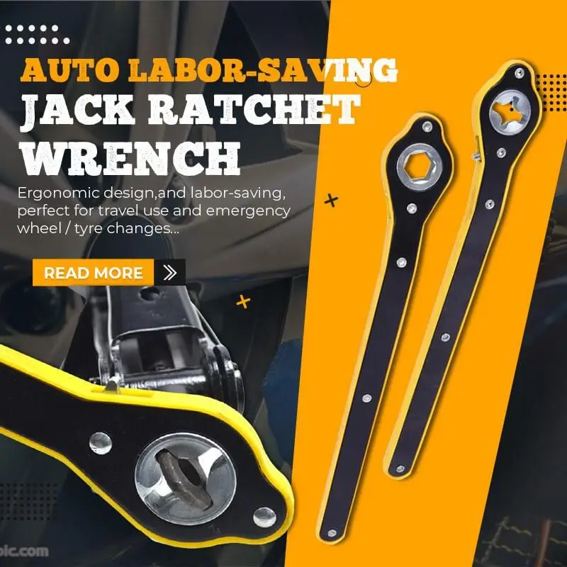 Auto Labor-Saving Jack Ratchet Wrench Handle Labor-Saving Wrench Scissor Jack Garage Tire Wheel Lug Wrench Phillips Wrench