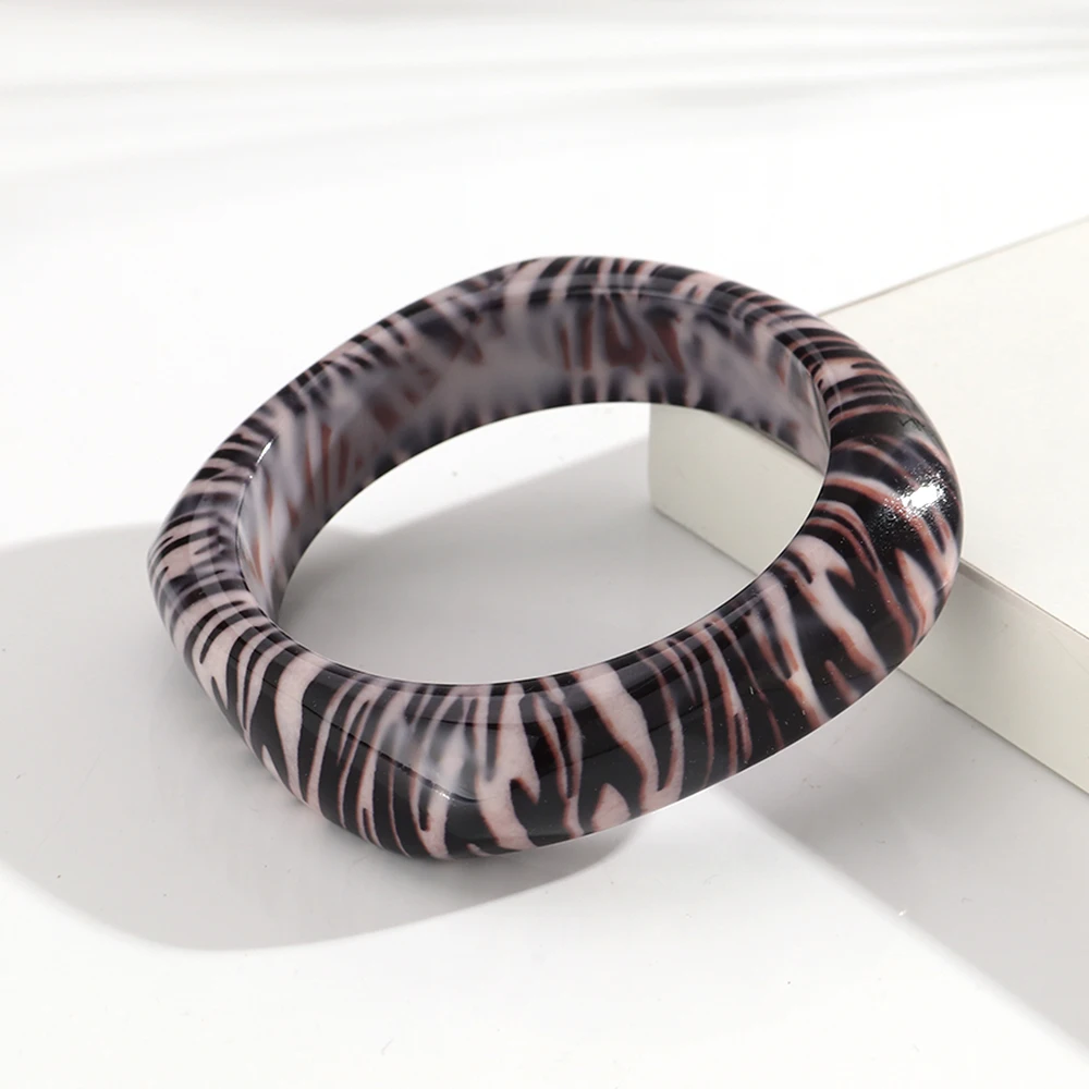 Klassische Harz Leopard Geometrische Chunk Armreif Armbänder für Frauen Retro Acryl Unregelmäßige Breite Manschette Armreifen Schmuck Geschenke – Detail 11