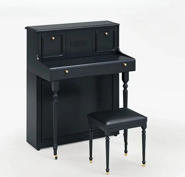 

American Retro Style Household Foldable Retractable Dining Table and Chair Combination Sideboard Cabinet Integrated Table Black