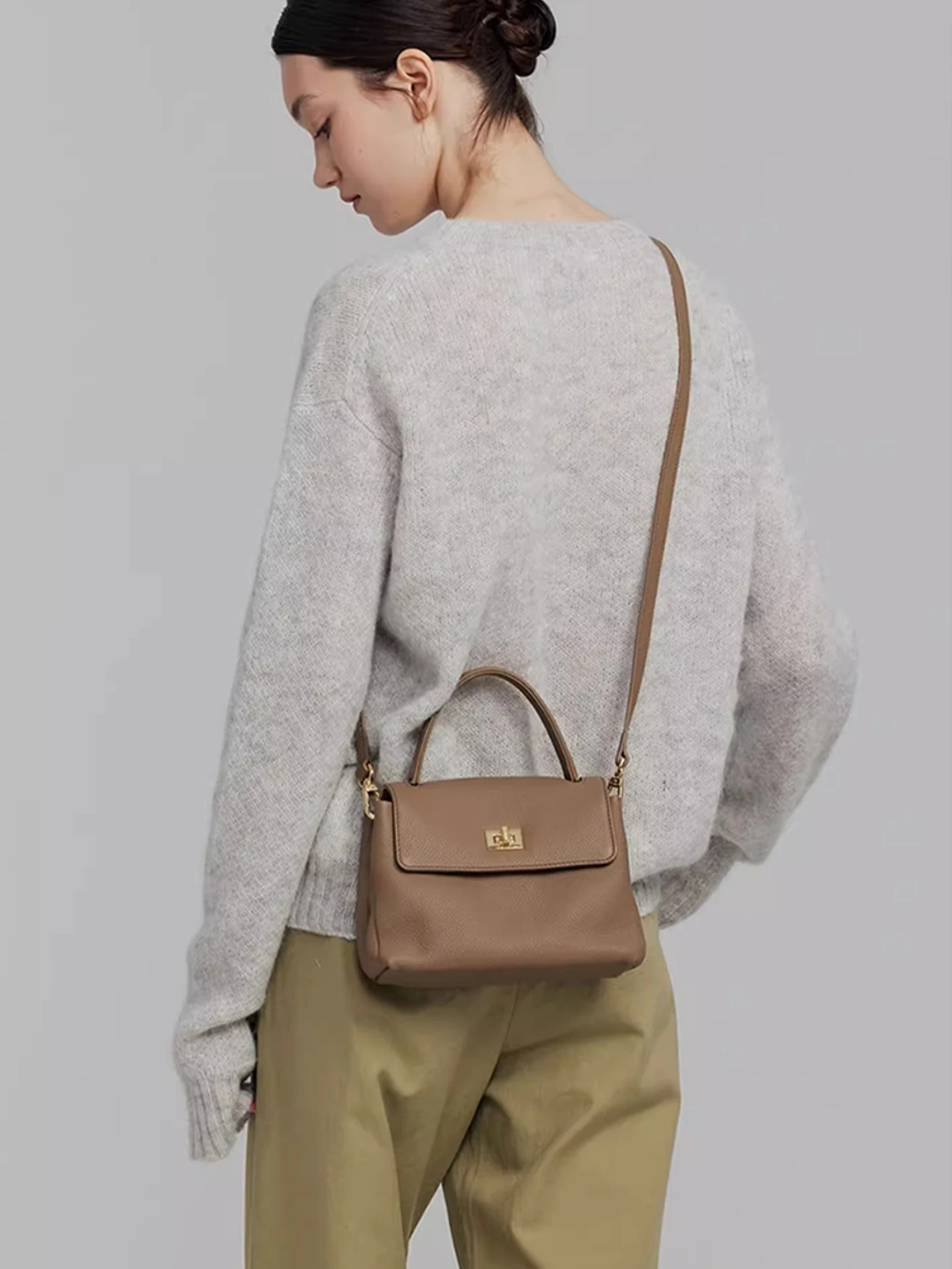 

Casual Leather Handbag Women's Small Square Bag Spring Summer Real Leather Single oulder Bag Vintage Crossbody Bag Lychee P...