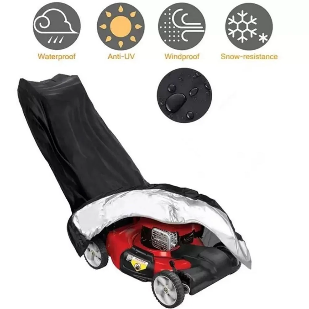 Oxford Cloth Lawn Mower Cover UV-Resistant Waterproof Push-type Lawn Mower Cover Universal Snowproof Trimmer Cover Outdoor