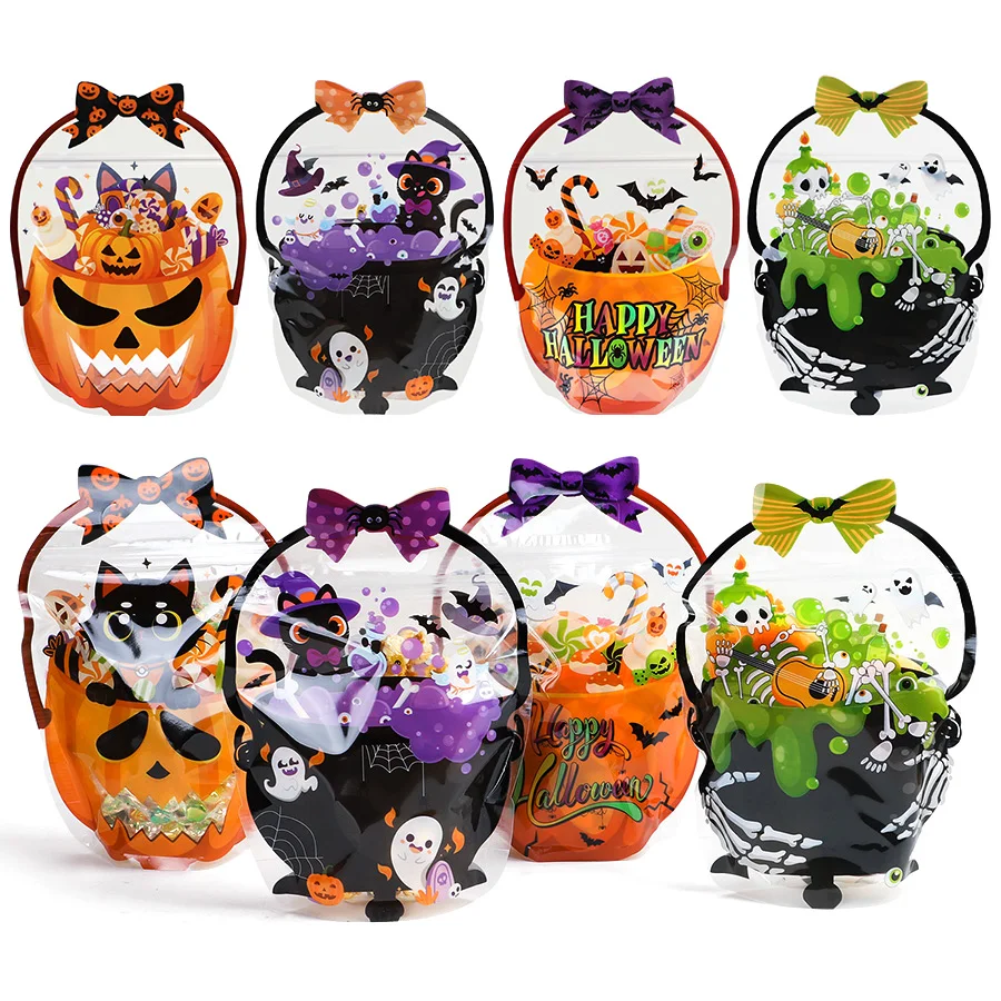 Sacs à Bonbons Halloween – Auto-Scellants Avec Motif Fantôme Et Citrouille, Pour Cadeaux, Décorations Et Fournitures De Fête