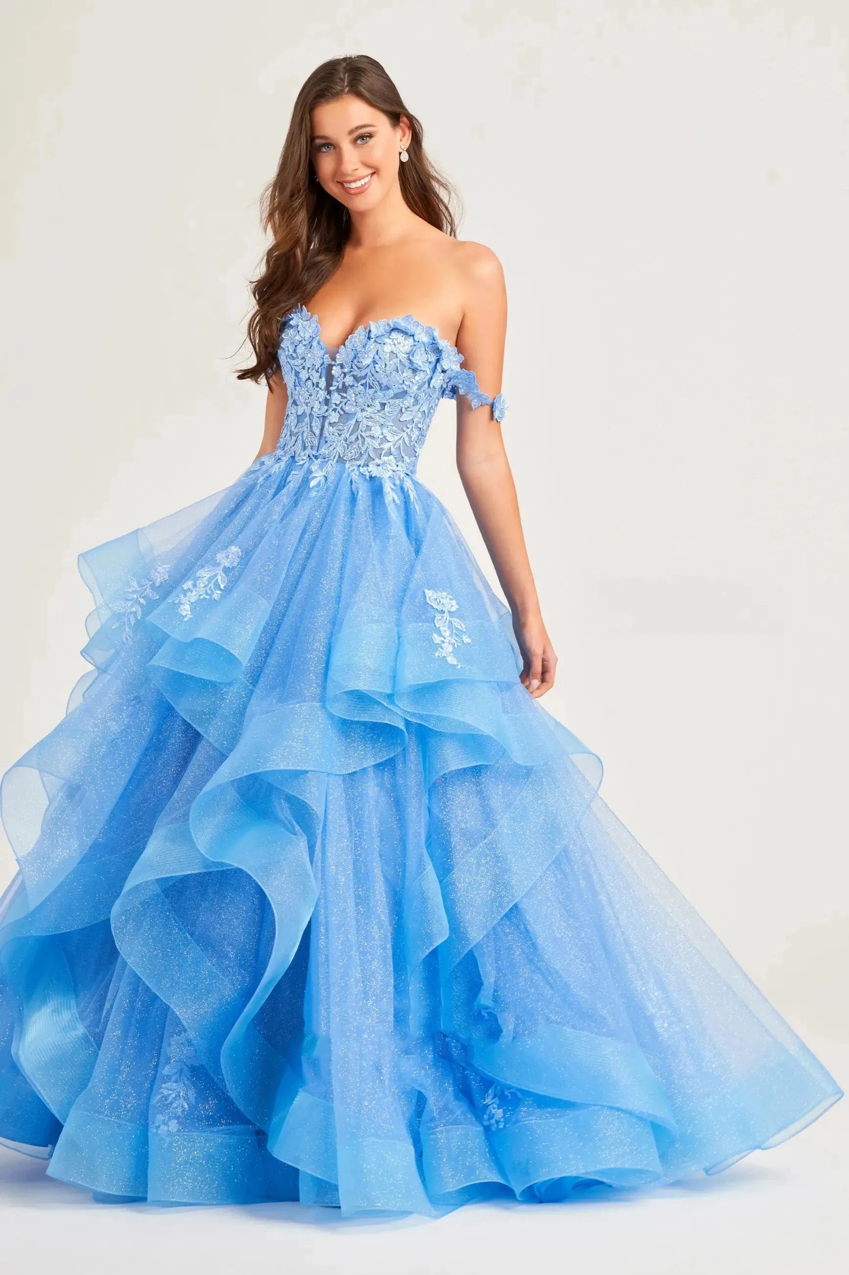 Blue Sweetheart Lace Embroidered Evening Dress Ruffles Fluffy A-line Floor Length Cocktail Party Gowns For Wedding Customized