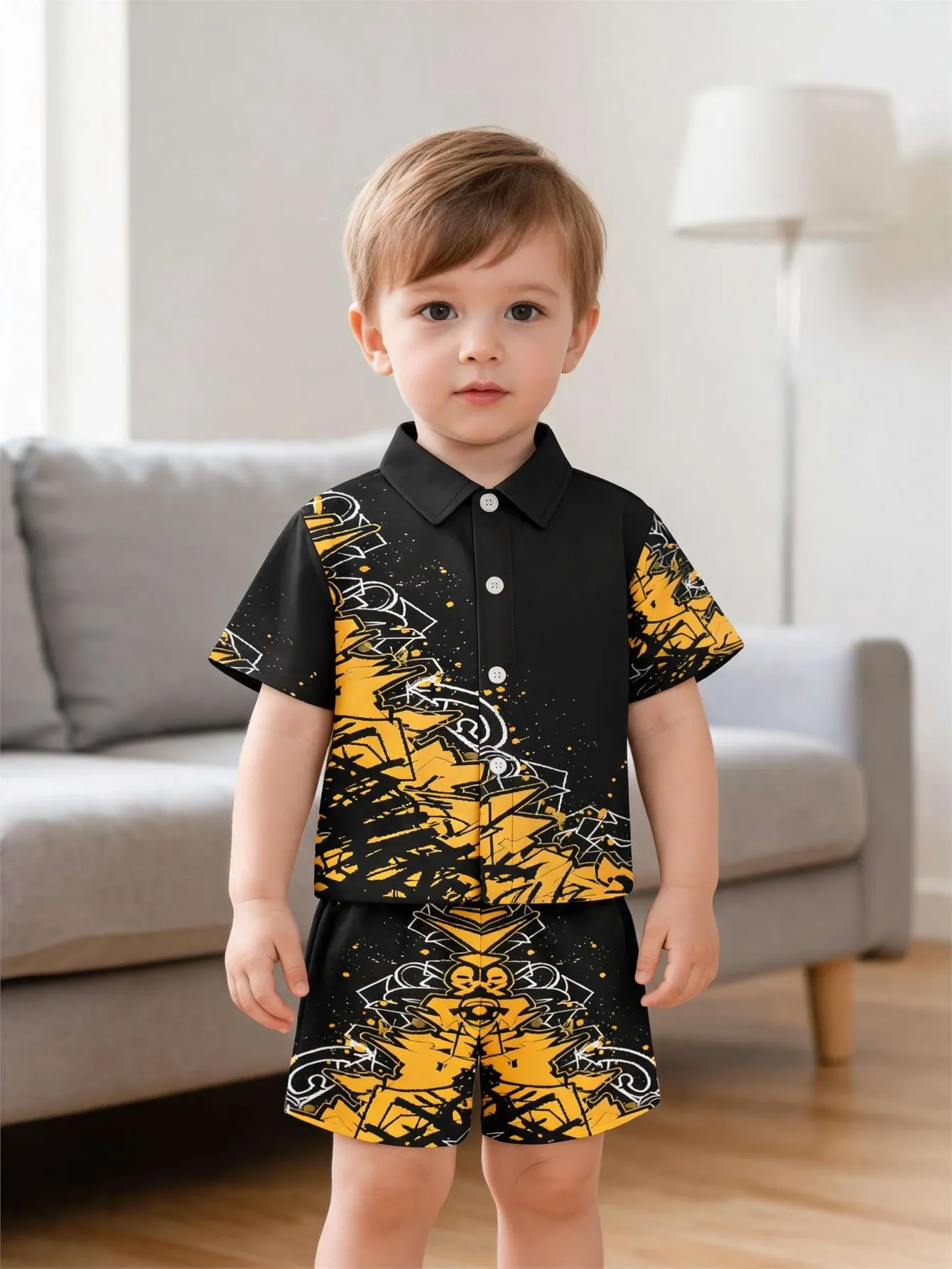 Baby boy shirt short sleeved shorts set summer style breathable, sweat absorbing, quick drying fabric comfortable and versatile