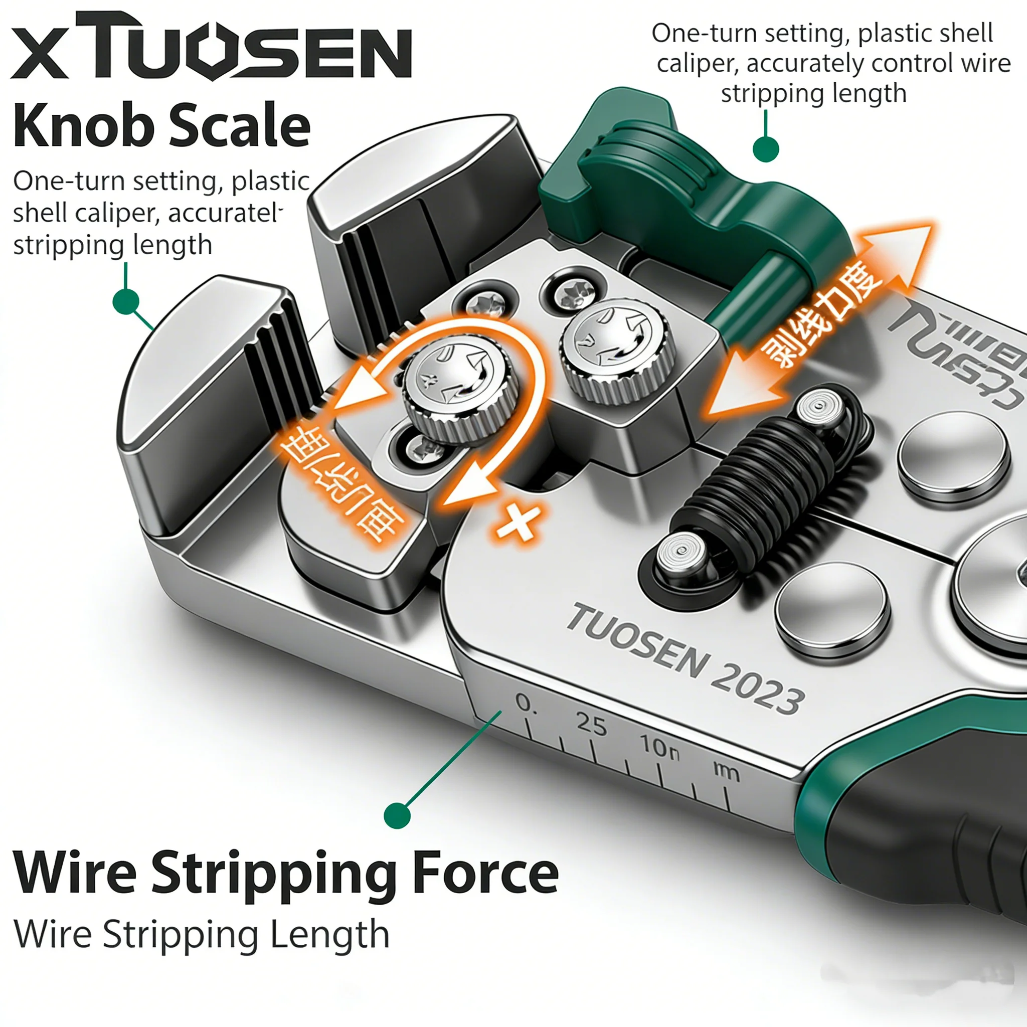 TUOSEN 2-in-1 Abisolierzange und Crimpzange Automatischer Kabelabisolierer für Elektrische Anschlussarbeiten – Detail 3