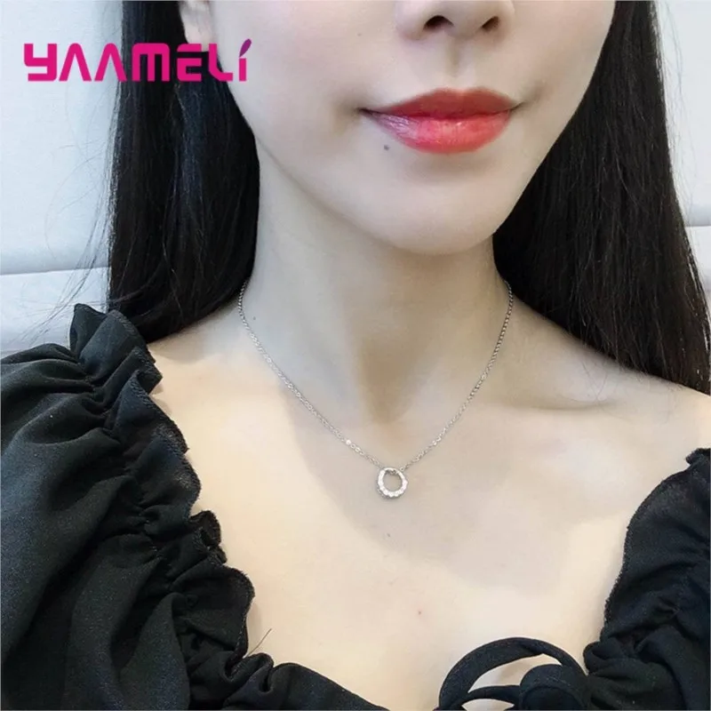 Latest High Quality 925 Sterling Silver Round Circle Pendant Necklace For Women Girls Fast Delivery Sterling Silver Necklaces