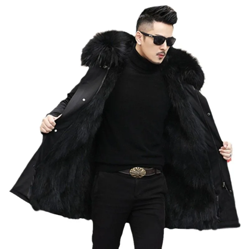 New Winter Warm Coats Men Waterproof Jackets Fox Fur Coat For Man Long Parkas Outdoors Windbreaker Jacket Men