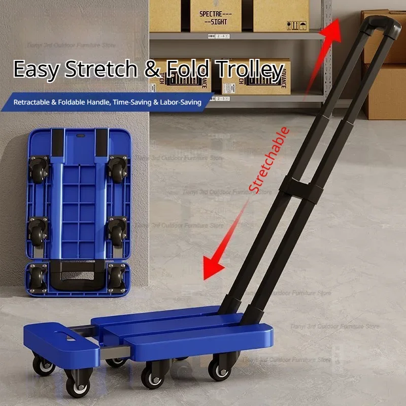 LSModern Portable Foldable Trolleys Nordic Multifunctional Retractable Flat Cart for Car Trunk Transportation Equipment FYET