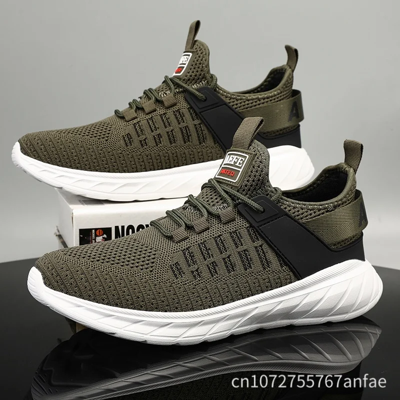 

Men's Outdoor Breathable Mesh Sports Upper Shock Absorption Casual Tennis Non-Slip Men Running Shoes Lace Up Walking Footwear