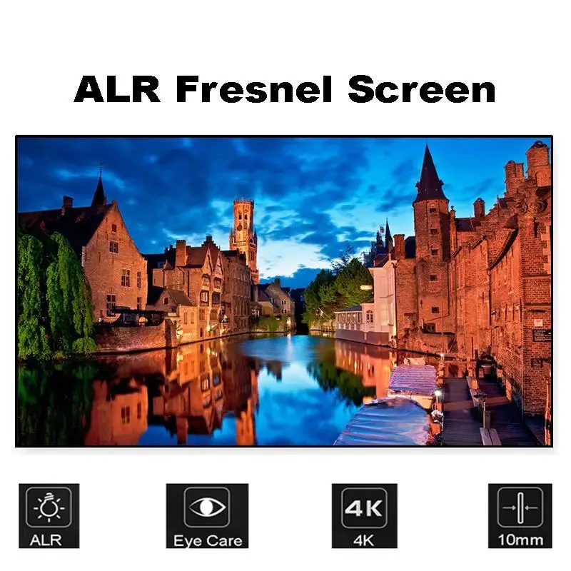 

Fscreen 100 120 Inch Fresnel Fixed Frame Ambient Light Rejection Projector Screen for Home Theater Laser TV Projection Screen