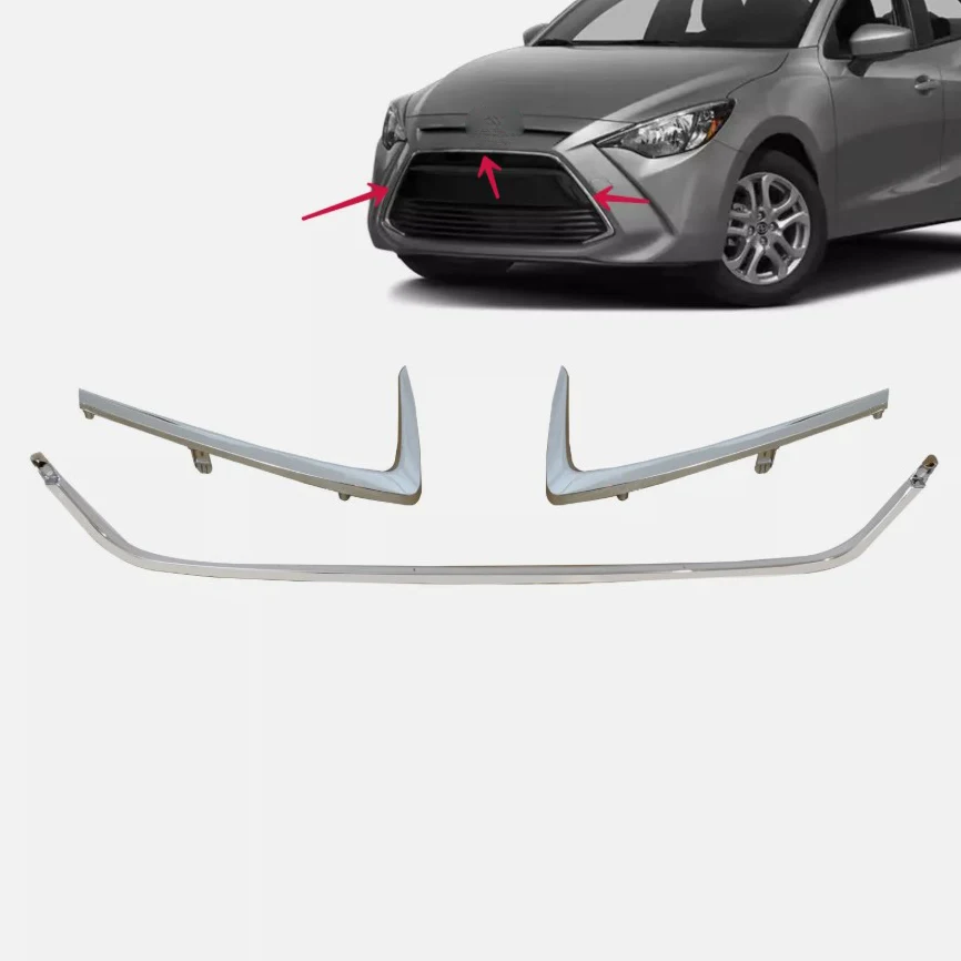 

53123WB001 Front Side and Center Grille Trims 3PCS For Toyota Yari/Yaris IA Scion 2016 2017 2018 2019 2020