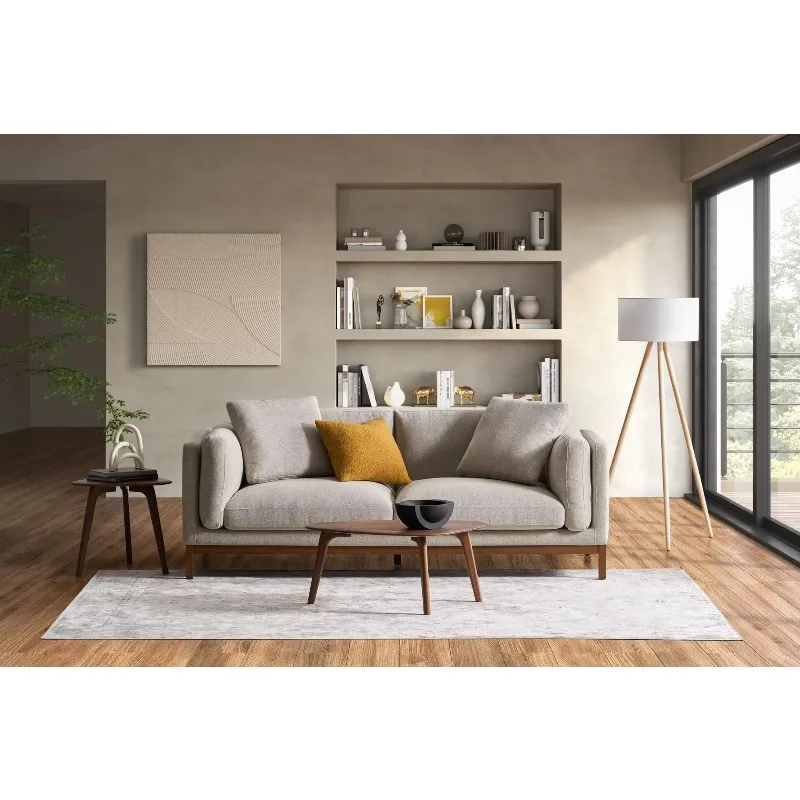 Customization Sofa Cover Fabric Reclining L Shape Sofa Set Three Seats Couch with Wood Leg