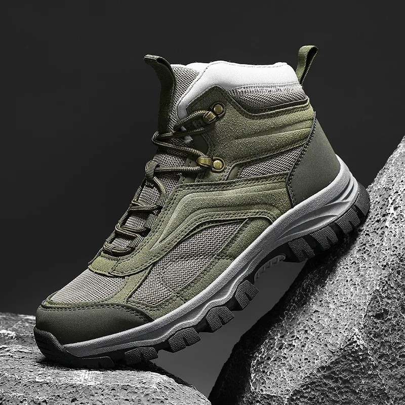 High Quality Men's Boots Outdoor Non Slip Hiking Boots Fashion Casual High Top Men's Boots Wear-resistant Sneaker Botas Hombre view 3