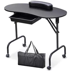 Portable Manicure Table Nail Desk with Carry Bag Spa Beauty Salon Equipment Folding Manicure Table Desk White Black