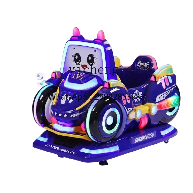 Tqh عملة كيدي ركوب الباب التجارية فقاعة تهب شاشة LCD لعبة من الكارتون الأطفال آلة هزاز كهربائية #2
