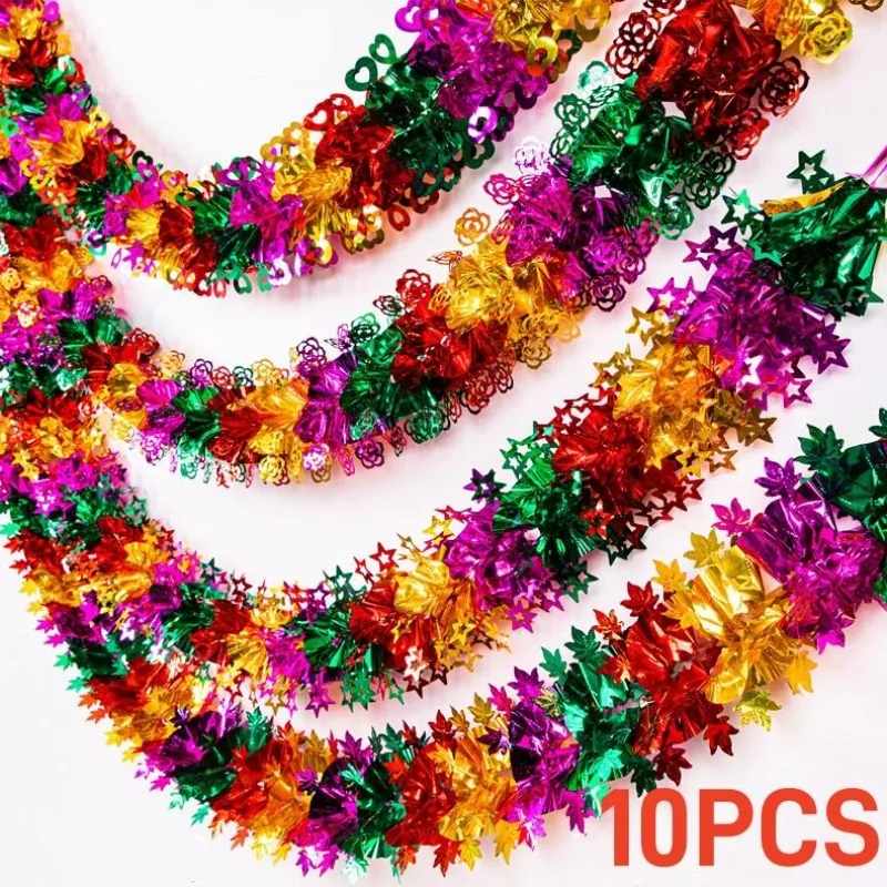 Bunte Weihnachtsbaum Lametta Girlande Band Bar glänzende Tops Weihnachtsbaum hängende Ornamente Hochzeit Party Dekoration