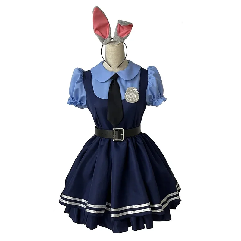 Judy Hopps cosplay adult women headband costume dress Halloween party clothes disguise cartoon zoo roleplay flasia outfits