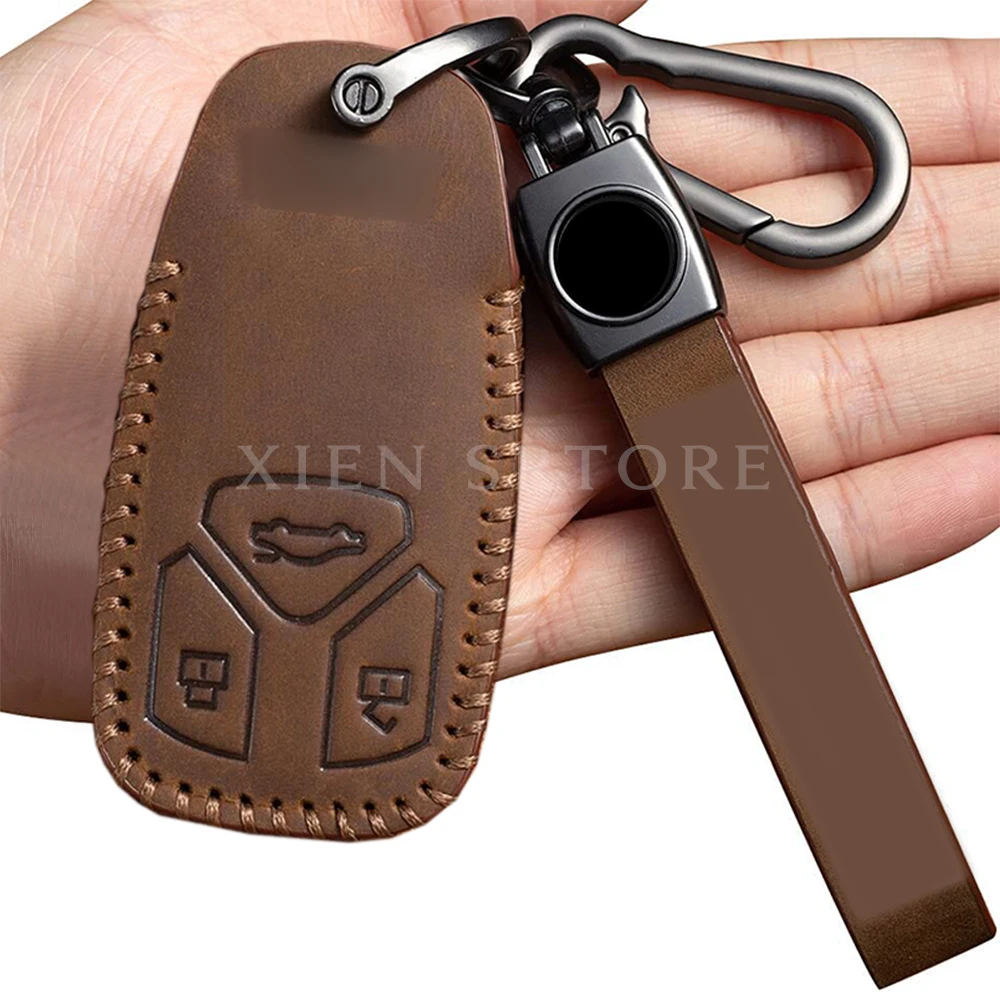 

Retro Leather Car Remote Smart Key Bag Holder Fob Case Cover Shell Keychain Skin For Audi A4 A5 S4 Q7 SQ7 TT Accessories Styling