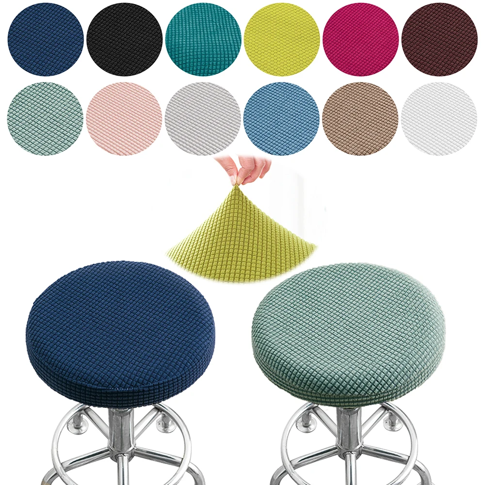 Seat Slipcover Dining Chair Cover Bar Seat Case Stool Cover Round Chair Cover Stretchable Round Elastic Thickened Solid Color