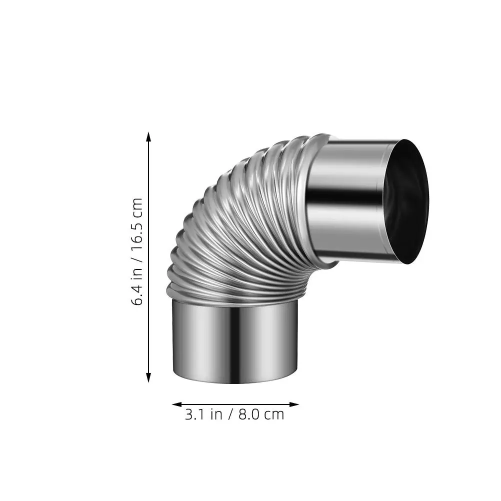 90° Stainless Steel Stove Pipe Elbow – 2pcs, Chimney Flue Bend for Indoor/Outdoor Camping & Heating