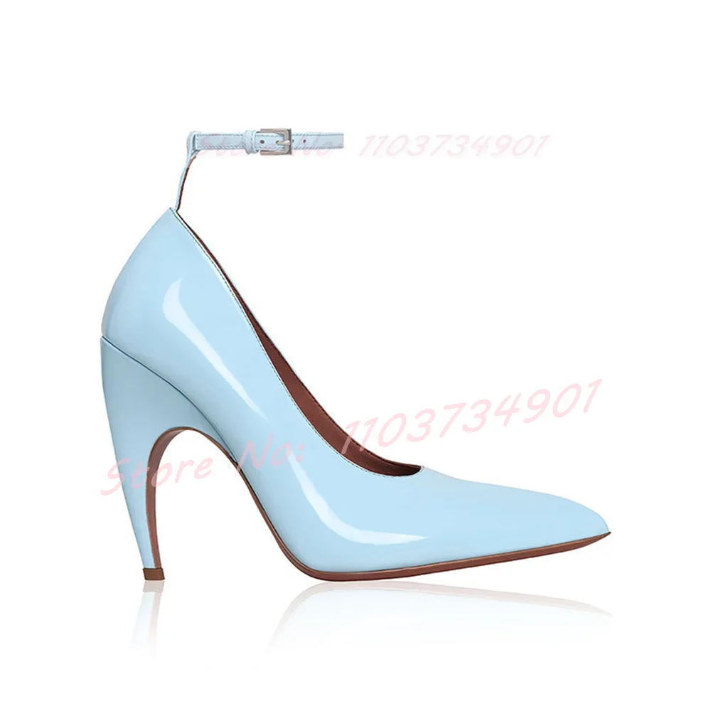 

Square Toe Strange Heels Pumps Women Patent Leather Buckle Strap Peep Toe High Heels Shoes Female Fashion Elegant Casual Pumps