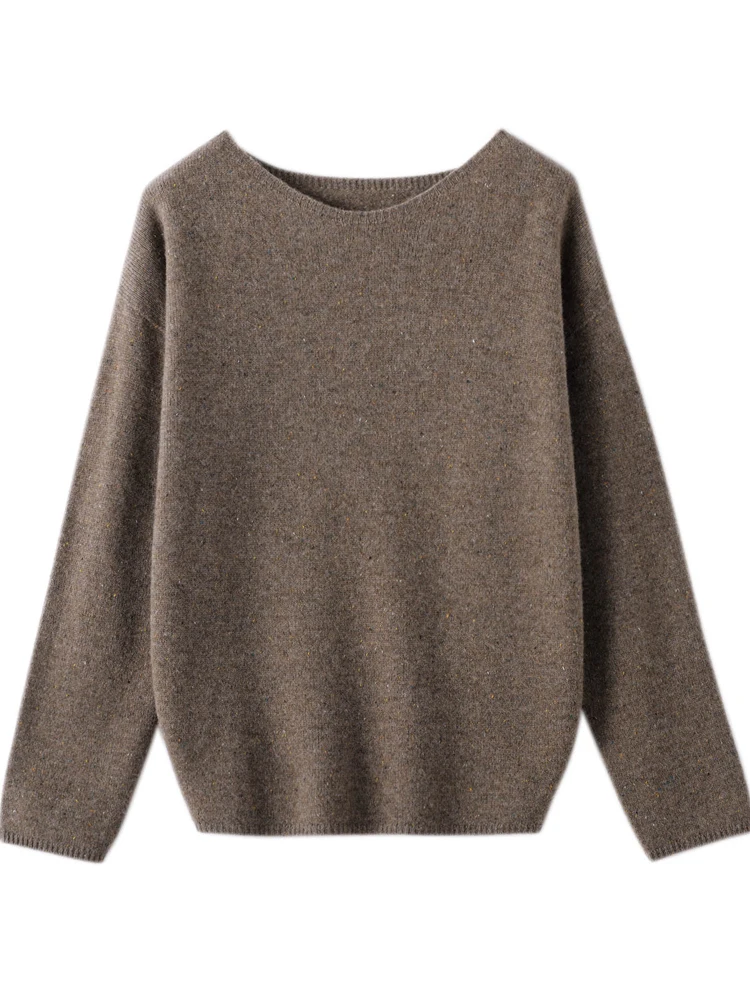 CHICUU Women Cashmere Sweater Autumn Winter O-neck Pullover 100% Merino Wool Knitwear Casual Loose Style Sweater Korean Tops