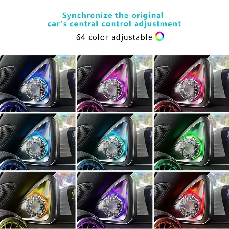 Haut-parleur de twecirculation de lumière ambiante LED, rotation 4D, 64 couleurs, adapté pour Mercedes Benz 2022, classe C, W206, C300, voiture, aigus RVB, remise en état du klaxon