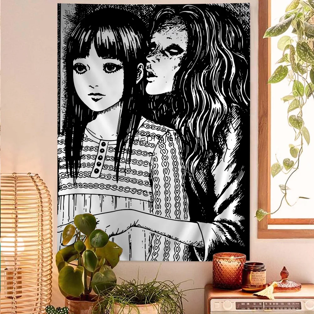 Horror Anime Junji Ito Colorful Tapestry Wall Hanging Bohemian Wall Tapestries Mandala Wall Hanging Sheets