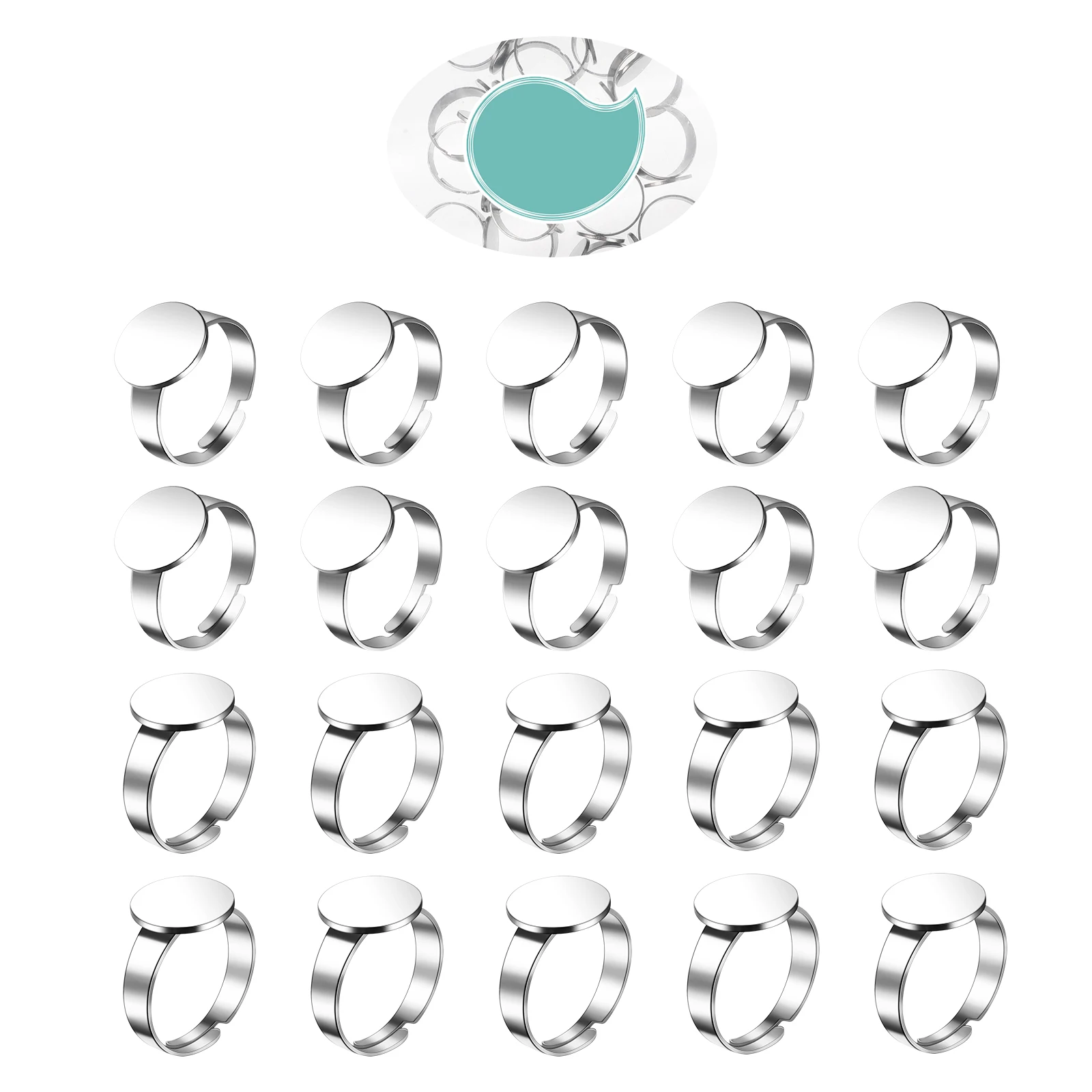 

20 pcs Stainless Steel Ring Tray Blanks Metal Adjustable Base for Jewelry Making Small Fingers Rings Craft Gifts DIY Projects