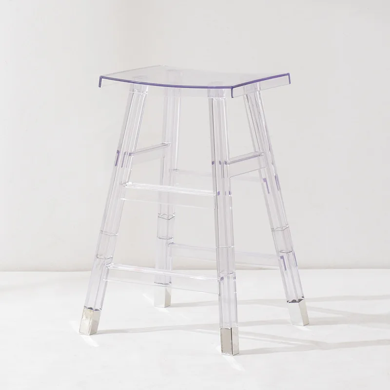 Nordic designer transparent backrest Internet celebrity bar chair Reception bar Cafe Milk tea shop High bar bench chair