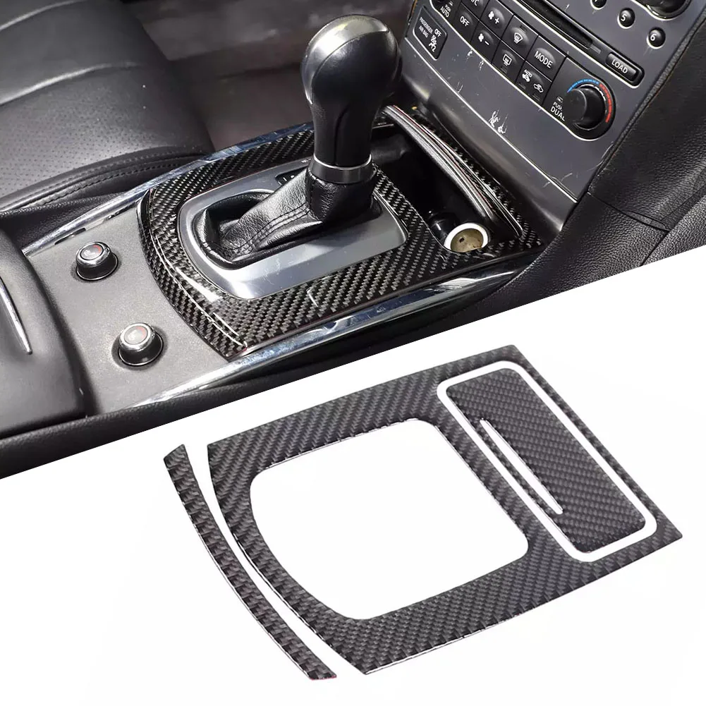 Carbon Fiber Gear Shift Lever Panel Trim Sticker For INFINITI G25 G35 G37 07-13 Real Center Console Gear Shift Frame Panel