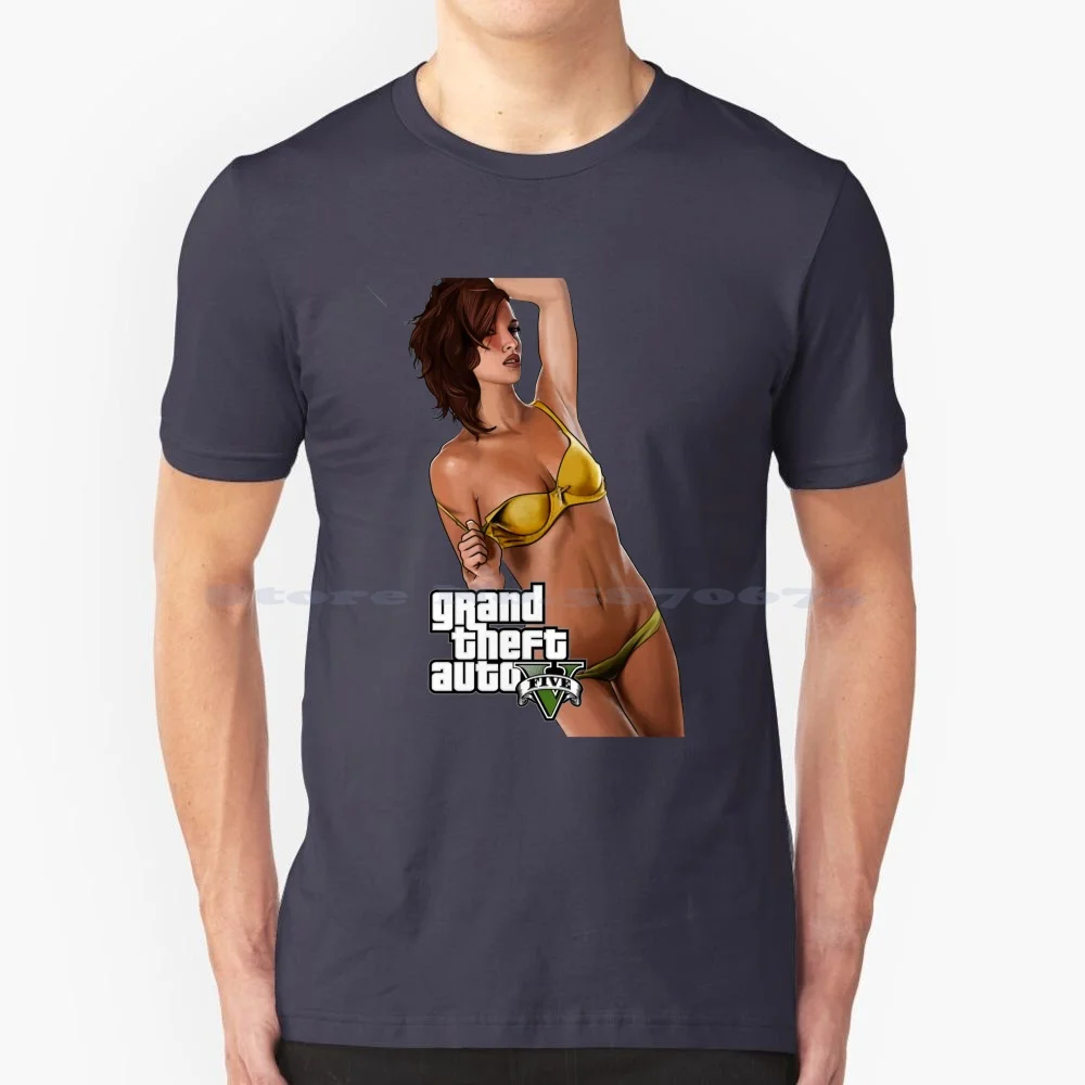 Bikini Girl Grand Theft Auto V – 5 Girl T Shirt 100% Cotton Tee Grand Theft Auto 5 Video Game 4 Trilogy V Online 6 San Andreas