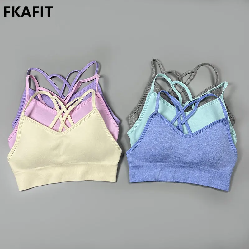 Women's Sports Bra Multi Strap Back Crop Top Running Gym Active Wear Workout Padded Yoga Underwear Sexy Bras