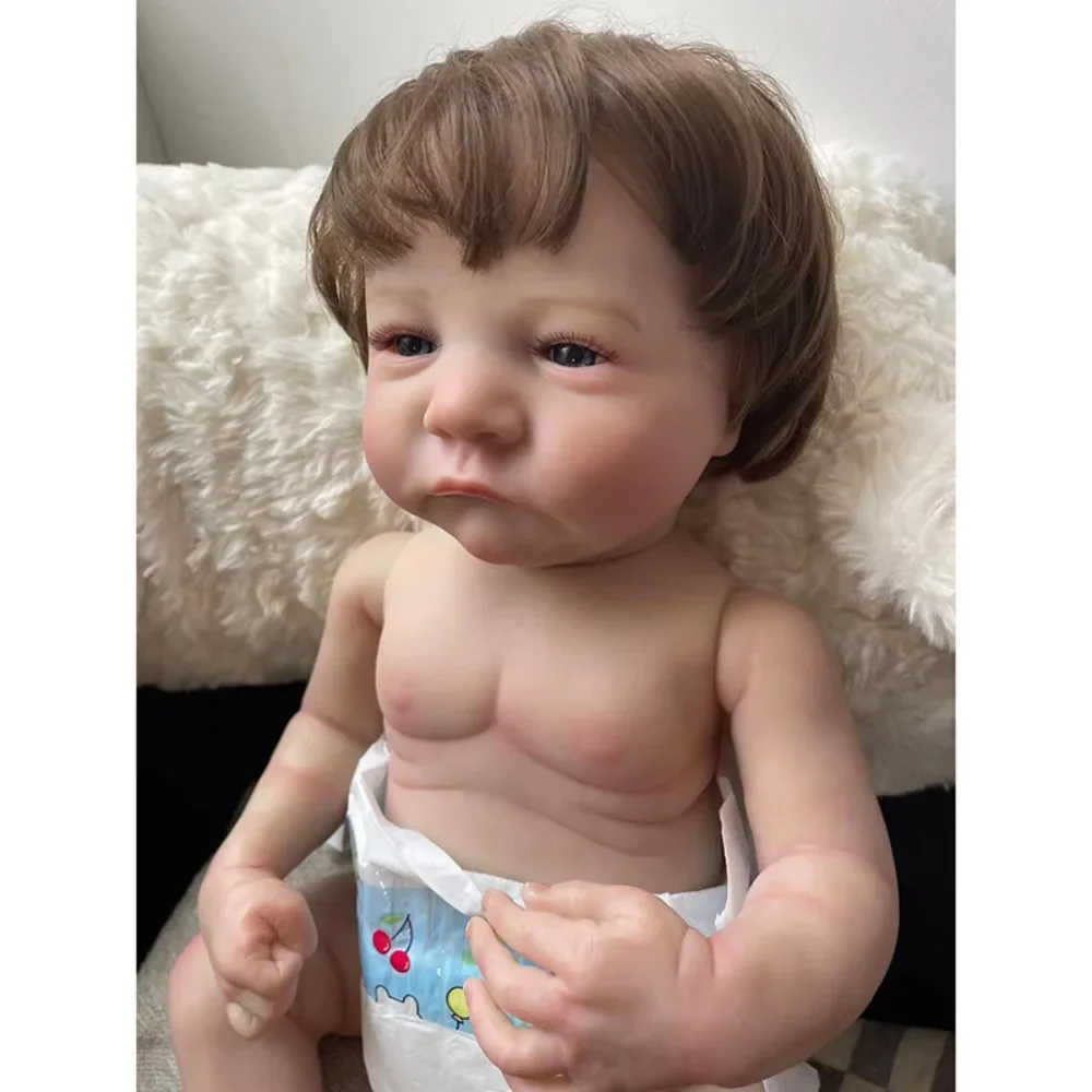 

18Inches Full Body Vinyl Reborn Baby Dolls Levi Awake Handmade Lifelike 3D Skin with Many Details Veins Muñeca Bebe Reborn Toys