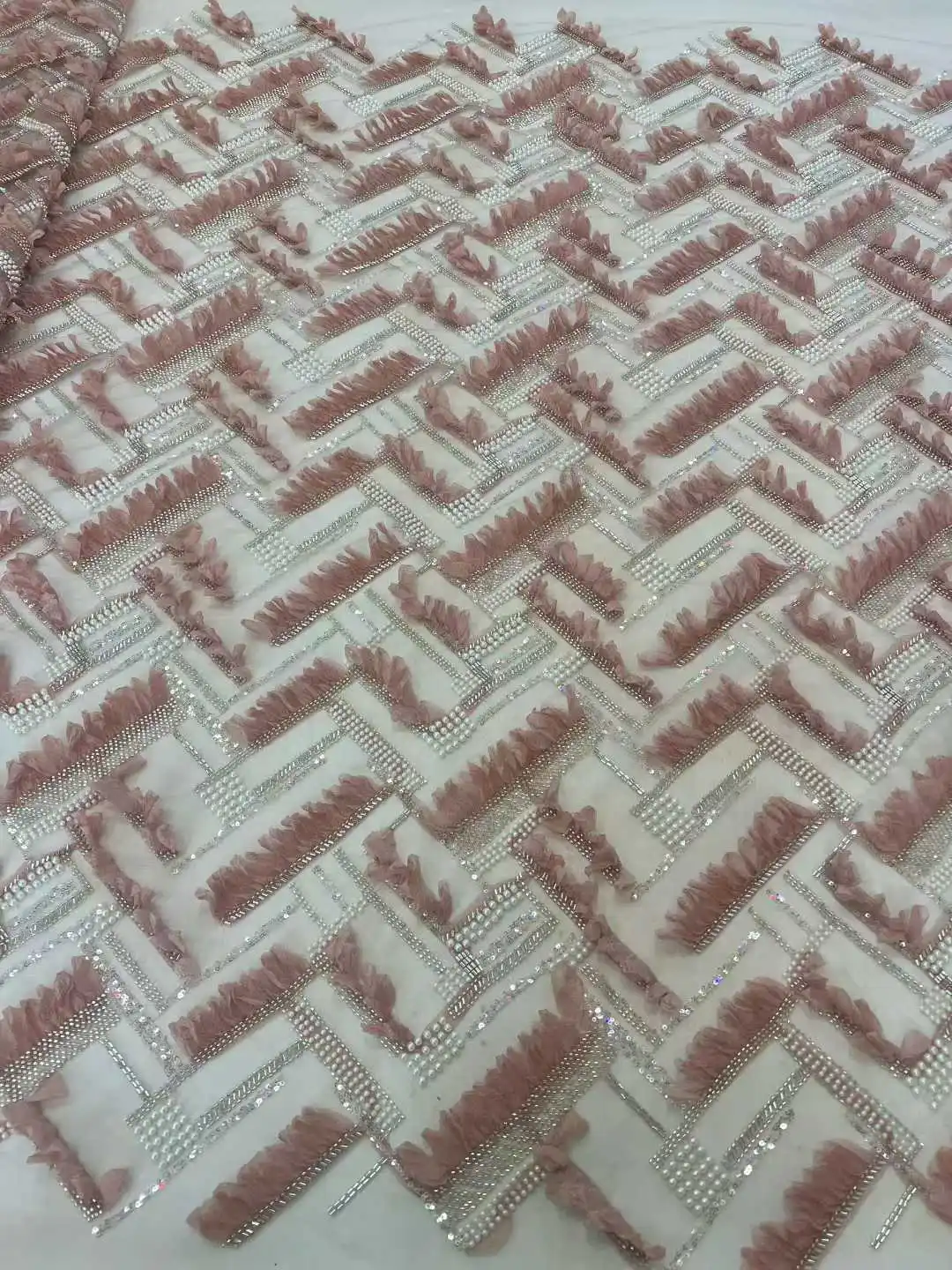 

African 3D Sequins Lace Fabric 2026 High Quality Lace Embroidery Beads Fabric 5 Yards French Nigerian For Women Wedding Party