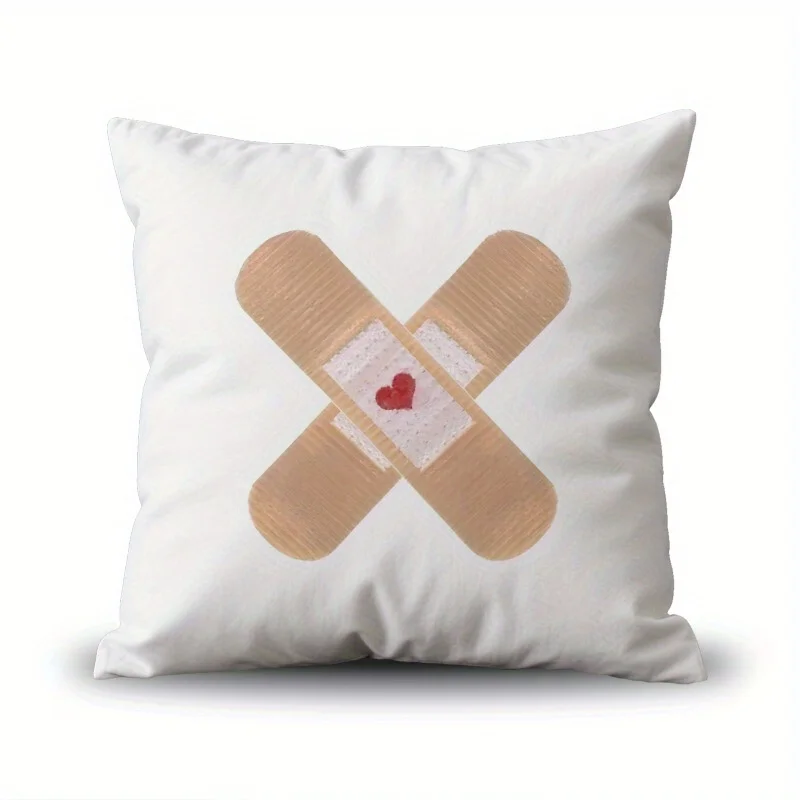 1pcs Short Plush Minimalist Bandage Heart Decor Pillow Cover 45x45cm Zipper Sofa Bedroom Cushion Case No Insert