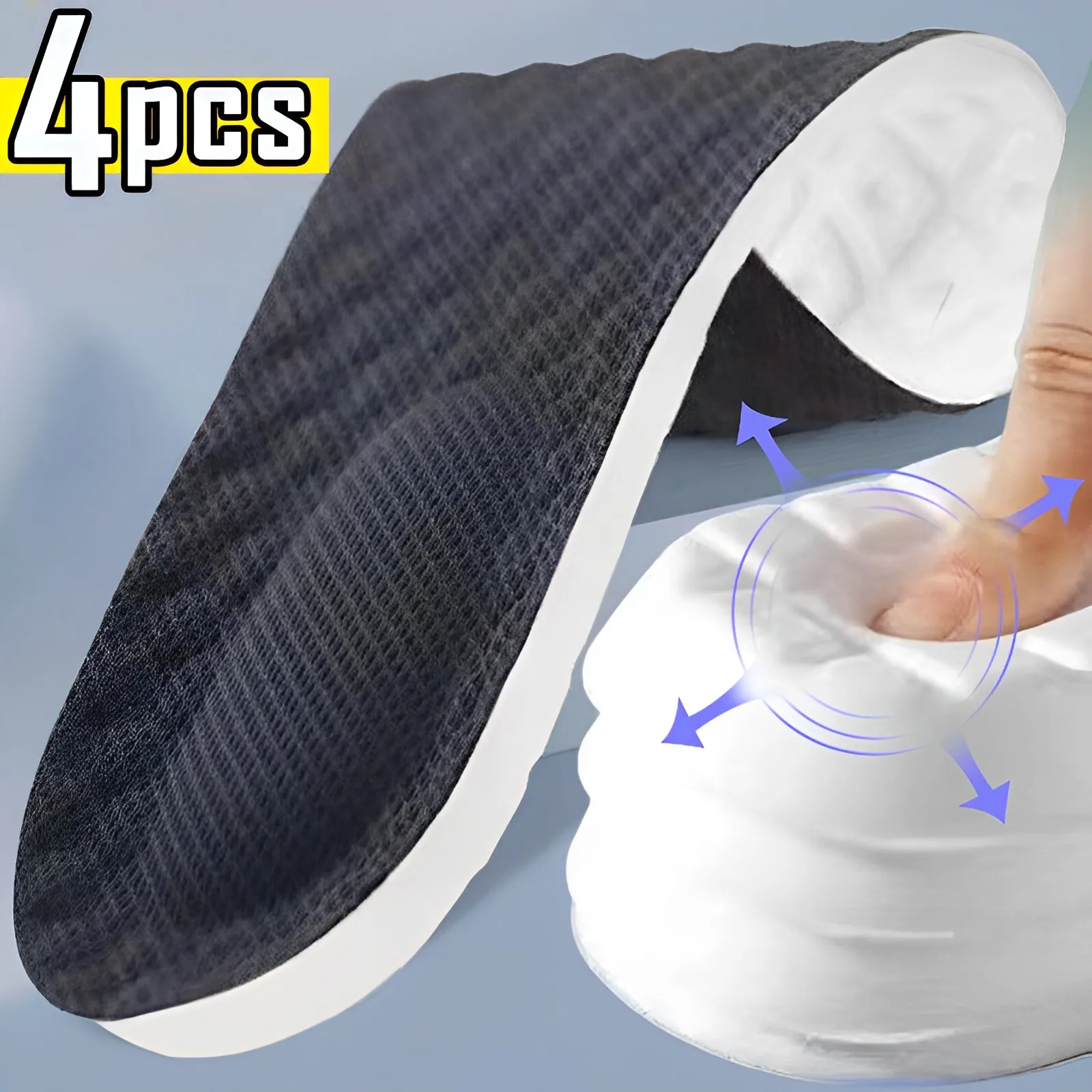 4pcs Latex Sport Insoles for Men Women Soft High Elasticity Memory Foam Insoles Insert Shoes Pads Breathable Massage Cushion Pad