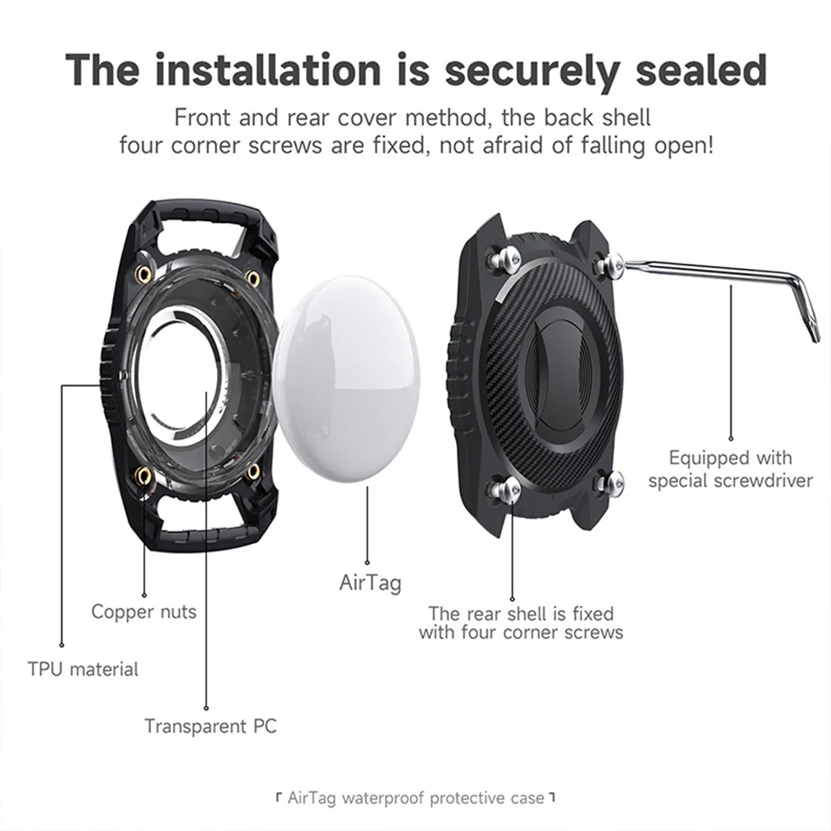 For Airtag Holder Case IP68 Waterproof Airtag Holder Keychain, Hard TPU Full Protection with Key Ring for Airtag Luggage Cat,Dog
